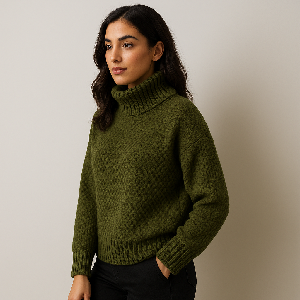 Dames Turtleneck Cardigan – Warme Dikke Breisteek Pullover