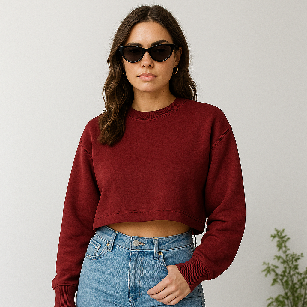 Tijdloze Katoen Long Sleeve Crop Top