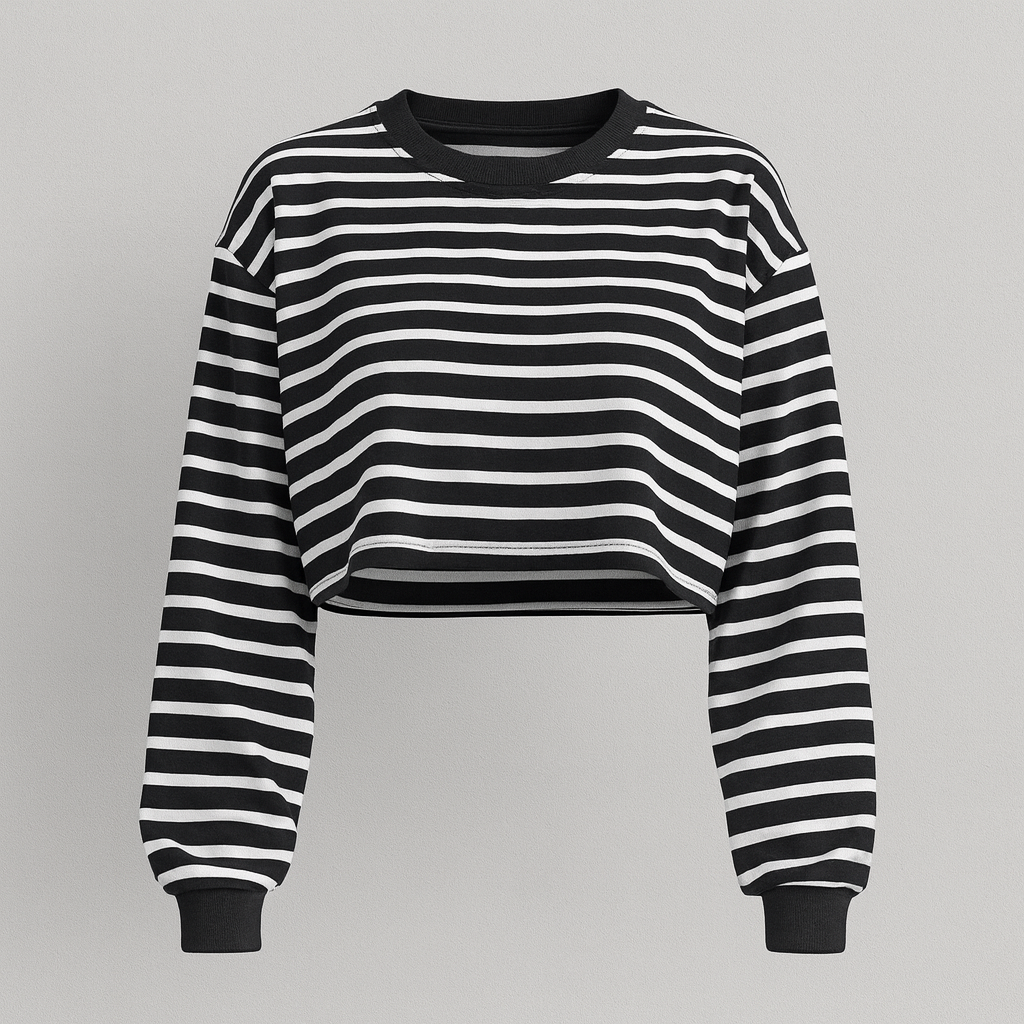 Tijdloze Katoen Long Sleeve Crop Top