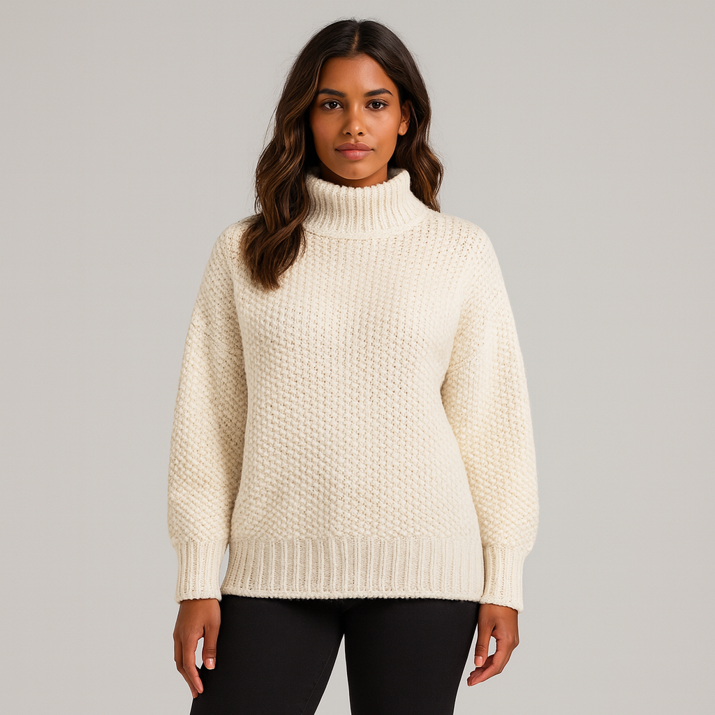 Dames Turtleneck Cardigan – Warme Dikke Breisteek Pullover